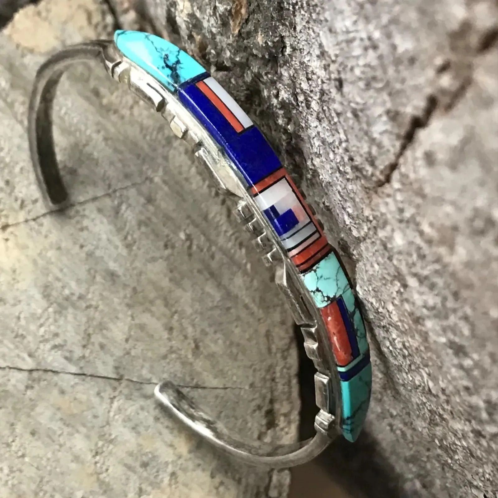 インデアンジュエリーバングル TJ ズニ族 バングル モザイクインレイ Zuni インディアン