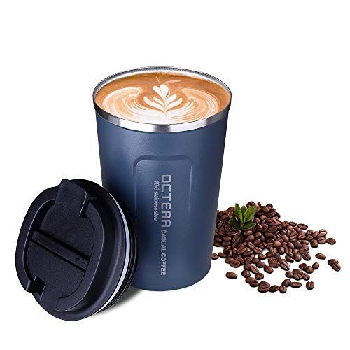 ネイビー_380ML OCTERR マグカップ 保温 コーヒーカップ コンビニカップ 携帯マグ 保冷 タンブラー 真空断熱 ステンレス製 蓋付き 持ち運び 直接ドリップ プレゼントに ネイビー