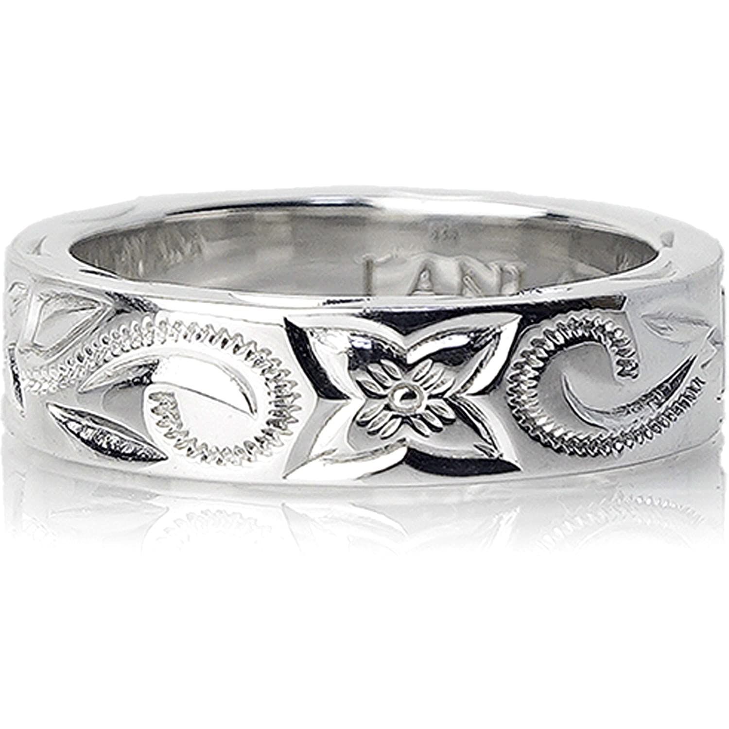 11 LANI AINA ハワイアンジュエリー 指輪 リング シルバー925 プルメリア スクロール メンズ レディース 幅6mm 11号