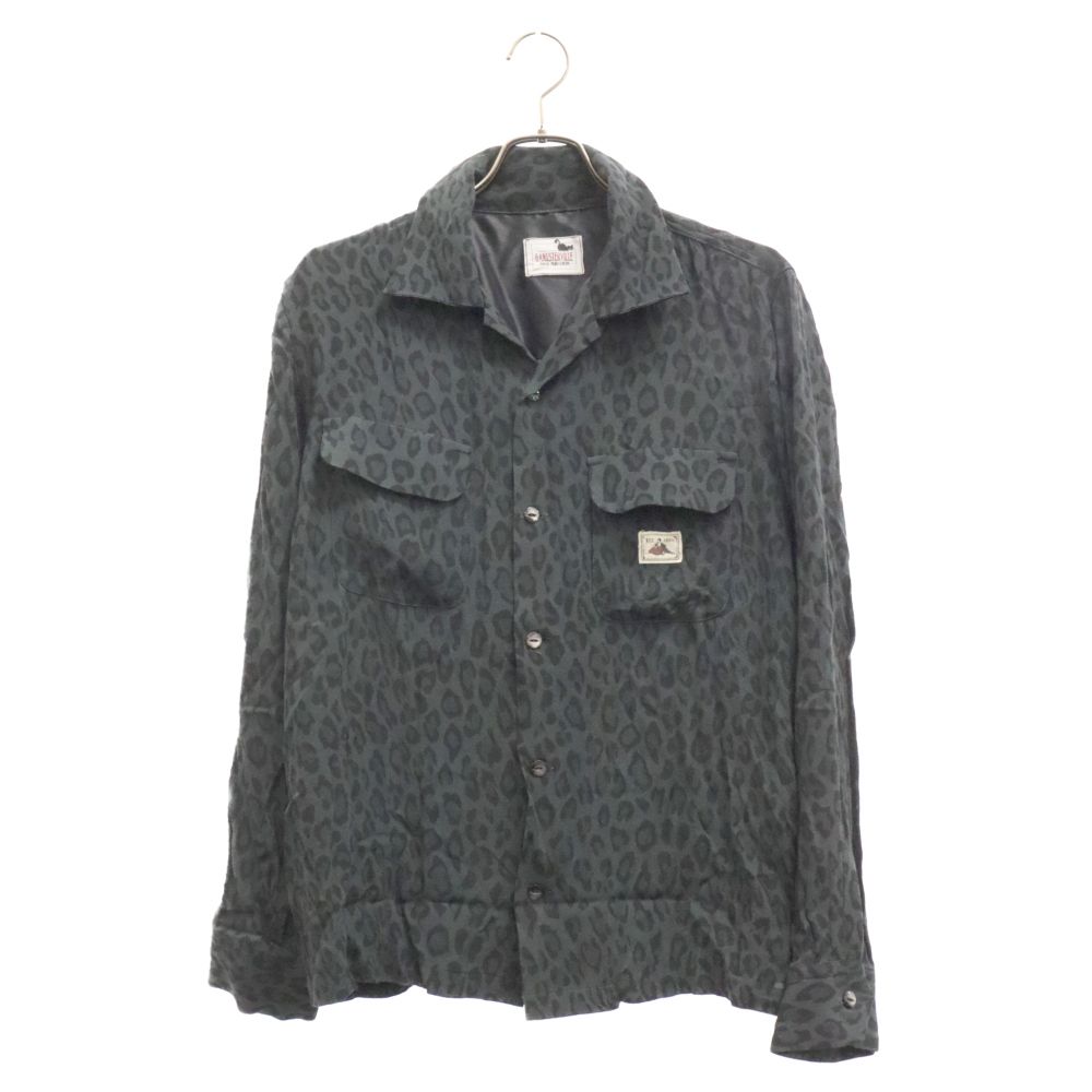 GANGSTERVILLE (ギャングスタービル) 20SS RISE ABOVE L/S SHIRT レオパード オープン 長袖シャツ GSV-20-SS-14 ブラック