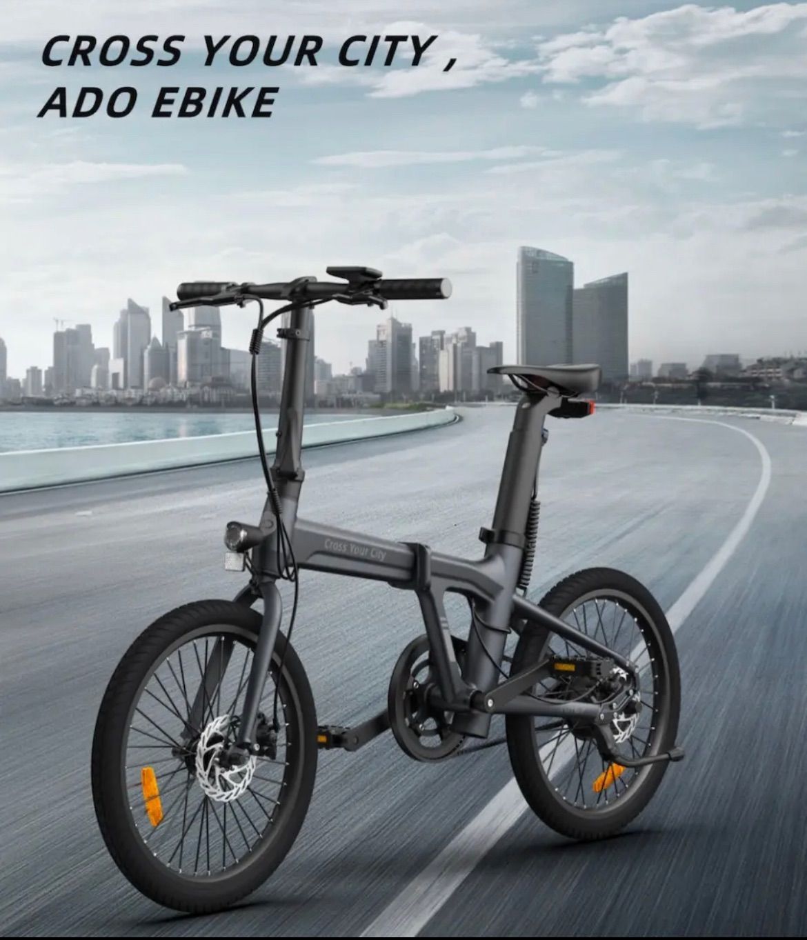サイクリング用品20インチ折り畳み電動アシスト自転車ADO EBIKE Lite グレー