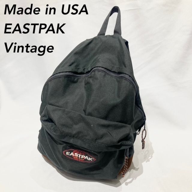 アメリカ製 EASTPAK イーストパック 黒 ボトムレザー バック