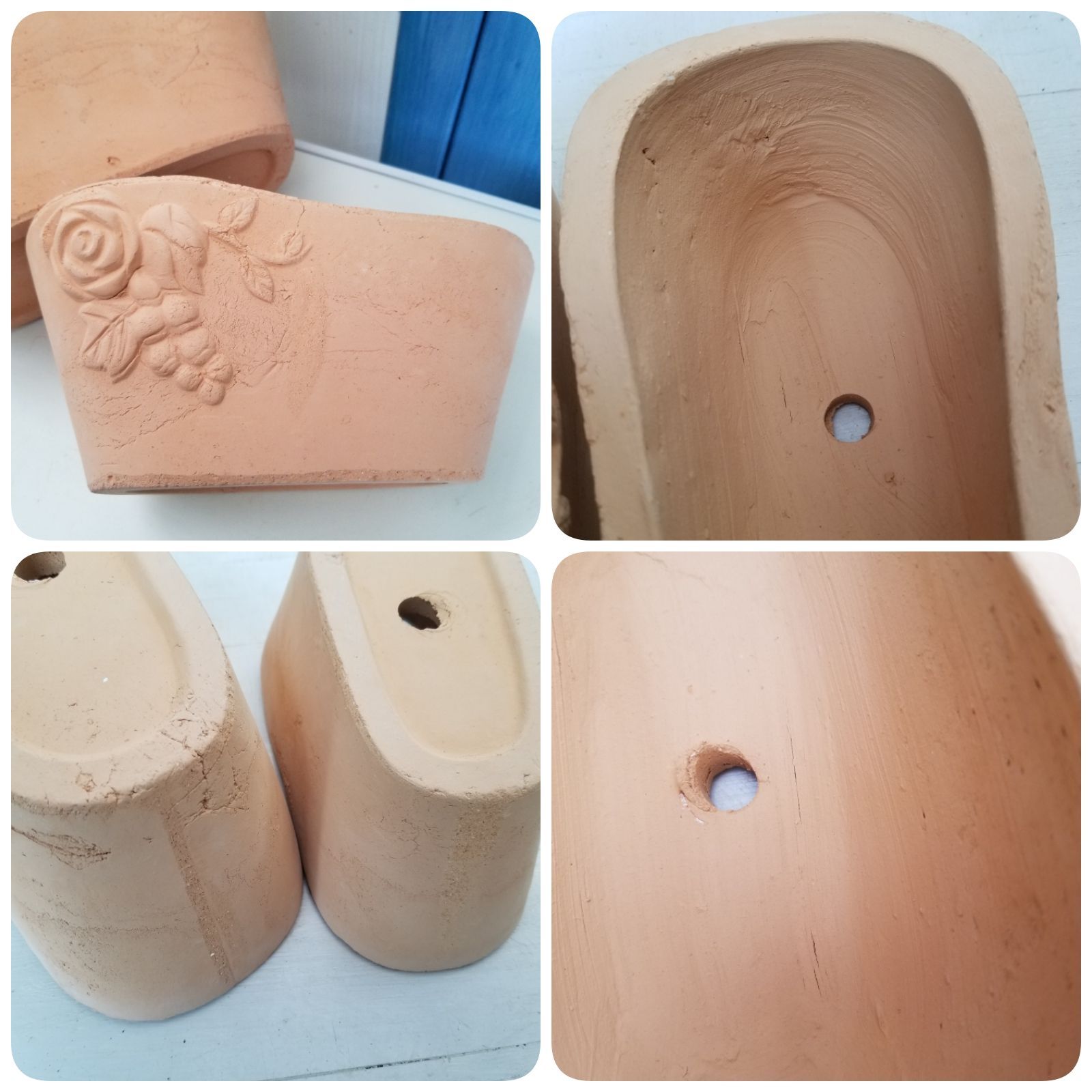 テラコッタ鉢　テラコッタ植木鉢　楕円形　　お買い得　希少　バラクラ購入 大サイズ 植木鉢 おしゃれ 大型 テラコッタ リムポット L＜ 48cm 16号 底穴あり