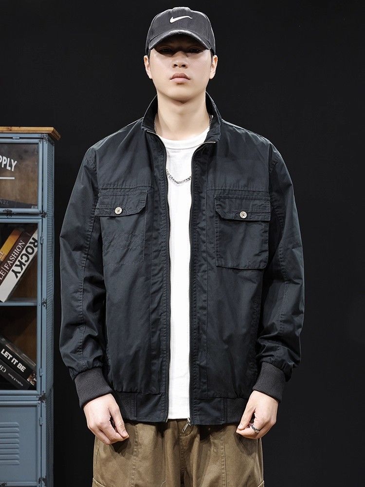 メンズ秋用デニムジャケット ワーク風 ヴィンテージ カジュアル 襟付き M〜4XL イエロー ブラック グリーン