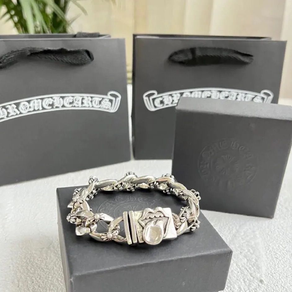 22cm】silver925 ダガー&フローラルクロス シルバーブレスレット