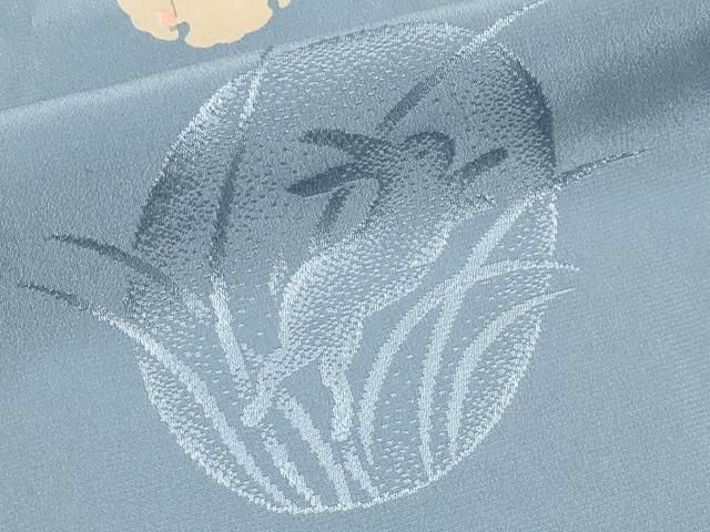 平和屋本店□上質な長襦袢 無双仕立て 雪輪兎草花文 湊鼠色地 逸品 未