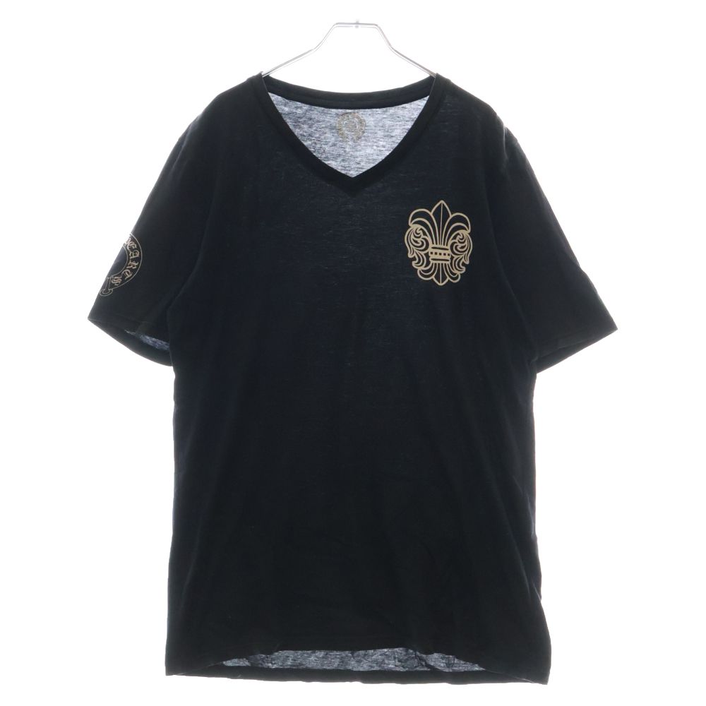 CHROME HEARTS クロムハーツ Vネック プリントT 黒 BSフレア CHROME HEARTS (クロムハーツ) BSフレア プリント Vネック 半袖Tシャツ