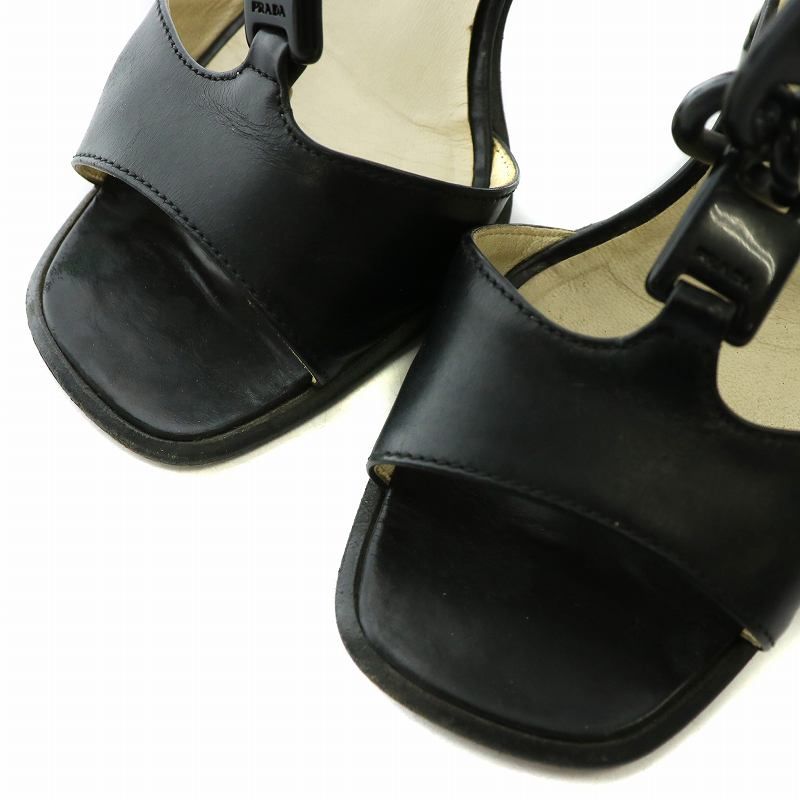 PRADA プラダレザーストラップチャンキーヒールデザインサンダル PRADA プラダレザーストラップチャンキーヒールデザインサンダル