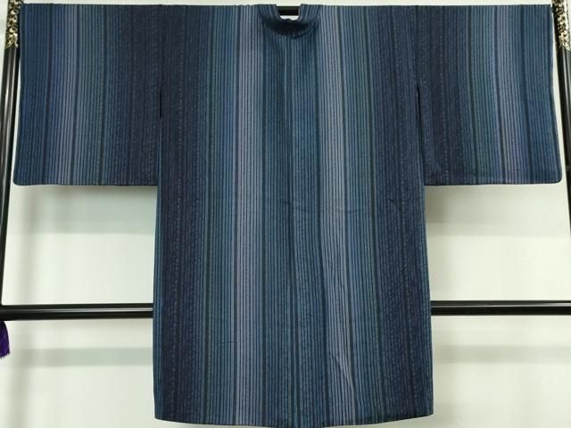 平和屋本店□極上 長羽織 縞 暈し染め 羽織紐付き 逸品 DZAA5787kh5  