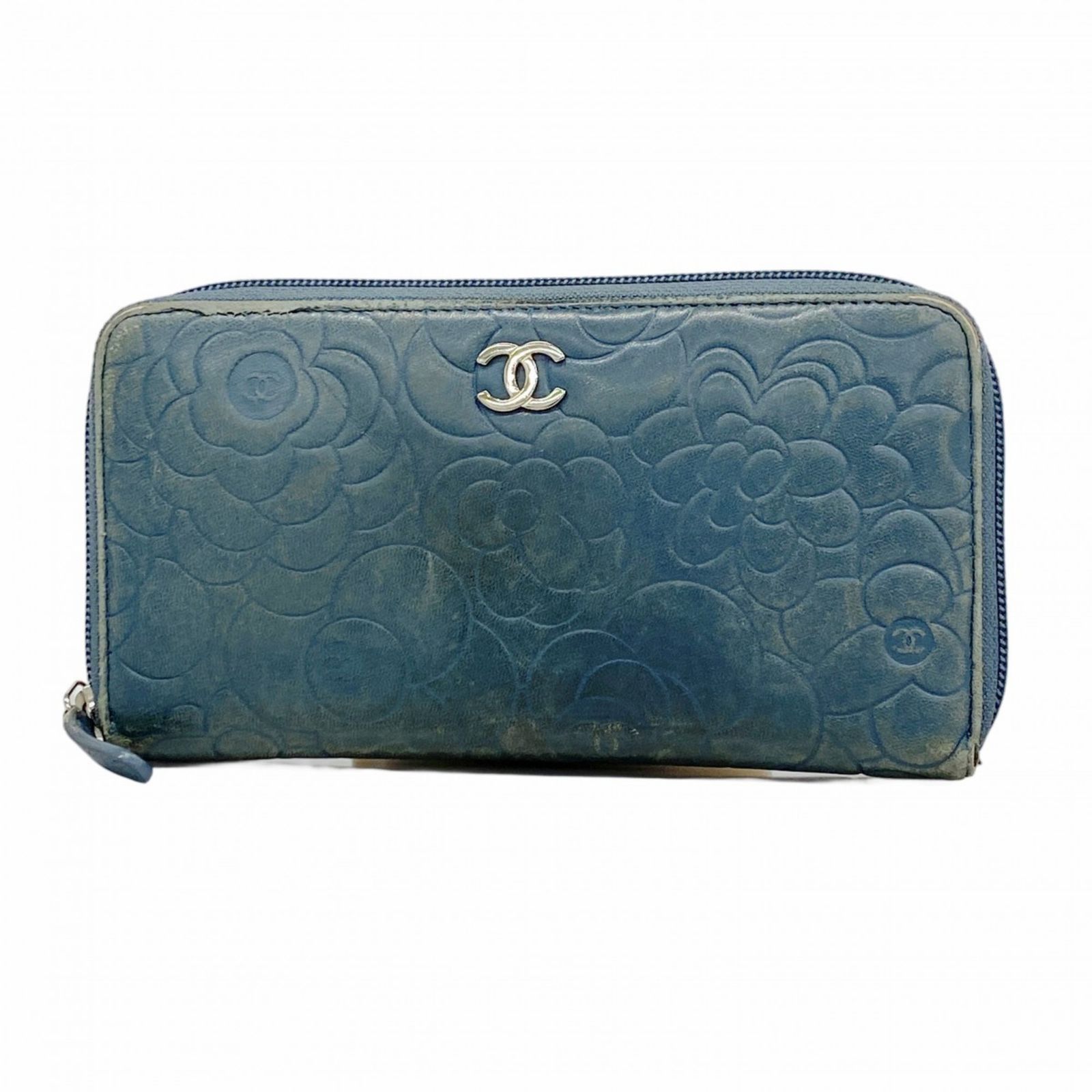 正規品 シャネル スリム カメリア 長財布 シャネル(Chanel) シャネル 長財布 カメリア ラムスキン ブルー