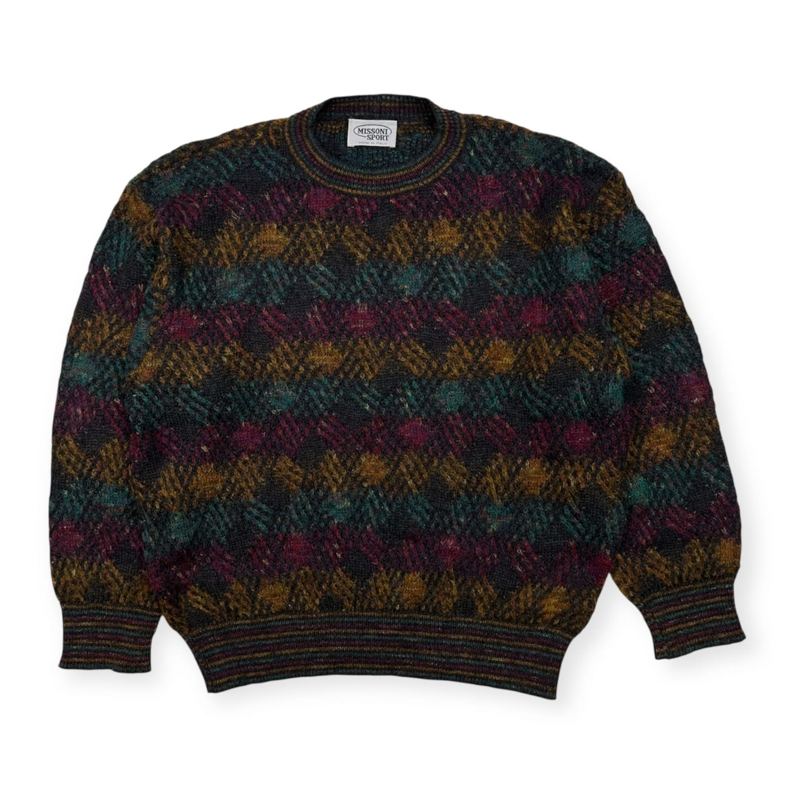イタリア製 MISSONI ミッソーニ デザイン 総柄 モヘア混 ウールニット