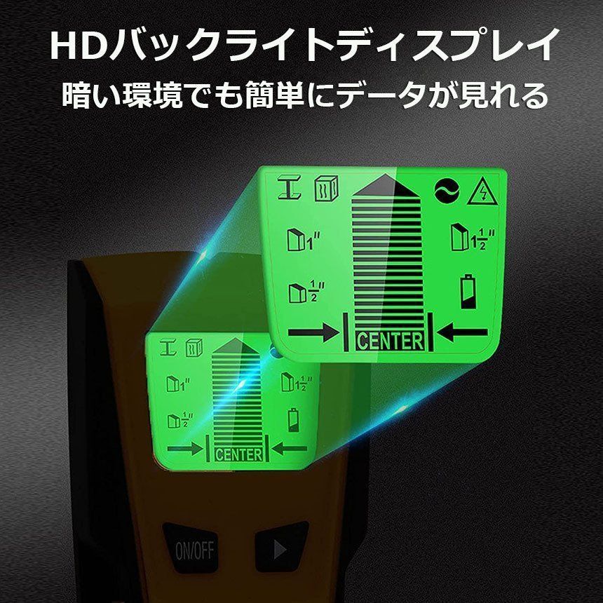 壁裏センサー 下地探し 下地センサー 4台セット 下地チェッカー 壁裏探知器 壁検出器 デジタル 一台三役 金属 木材 配線 位置 内装材 DIY 新築 LCD 電池残量表示 火災報知器 壁面 設置 バックライト付き SKLAD-KIRPICHA_RU
