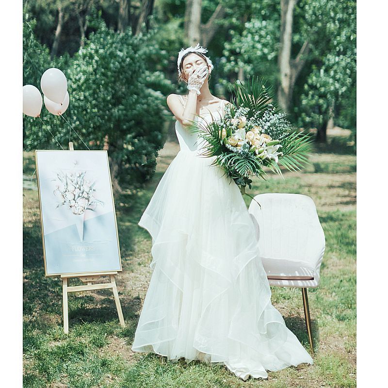 YNS wedding プリンセスライン ウェディングドレス ロイヤルサテン生地