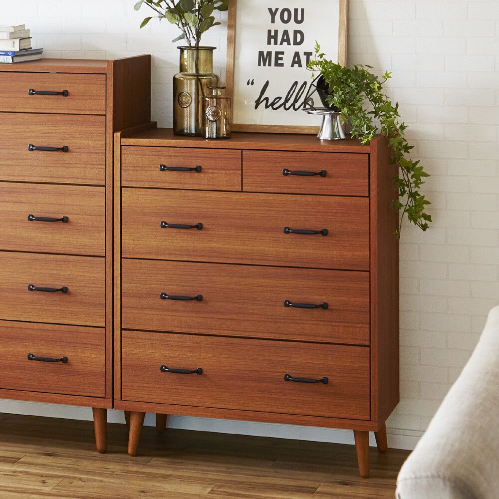 ♪ 家具職人制作 チェスト チーク 幅80cm ４段 北欧風 リビング収納 収納家具 木製 ナチュラル