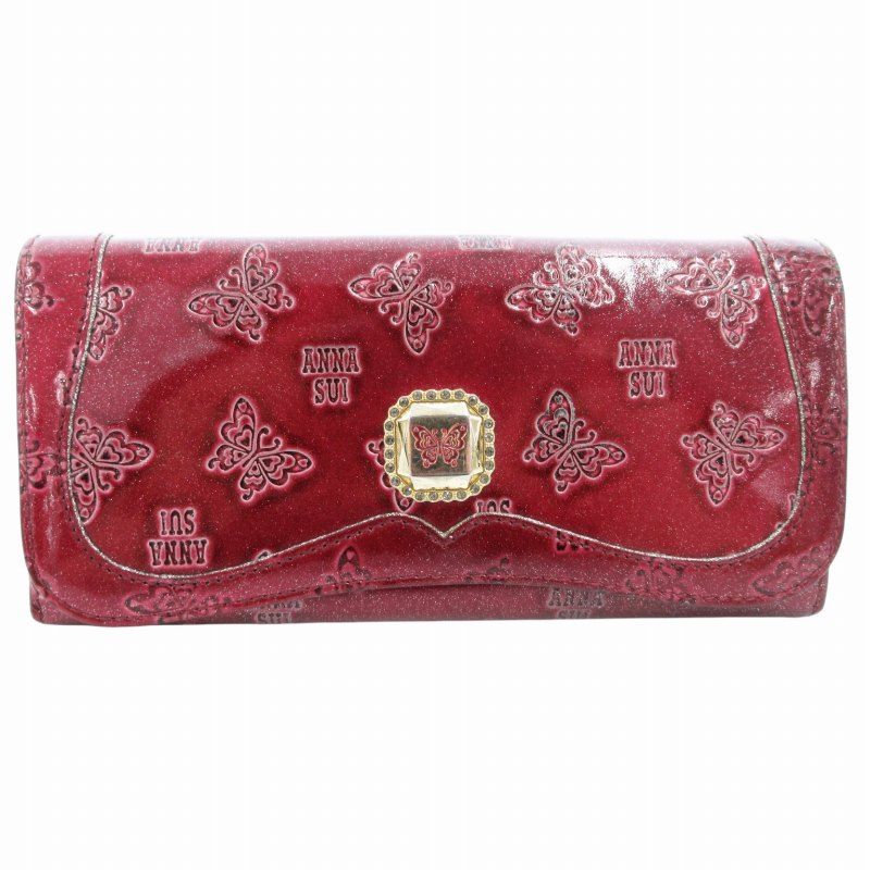 アナスイ ANNA SUI 長財布 ウォレット ロゴ 蝶々柄 フラップ