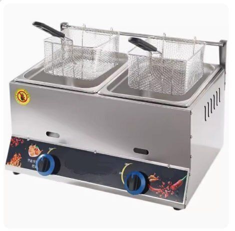 【LPガス用】　2口卓上フライヤー Amazon.co.jp: ガスフライヤー 2槽式 20L 卓上フライヤー お掃除