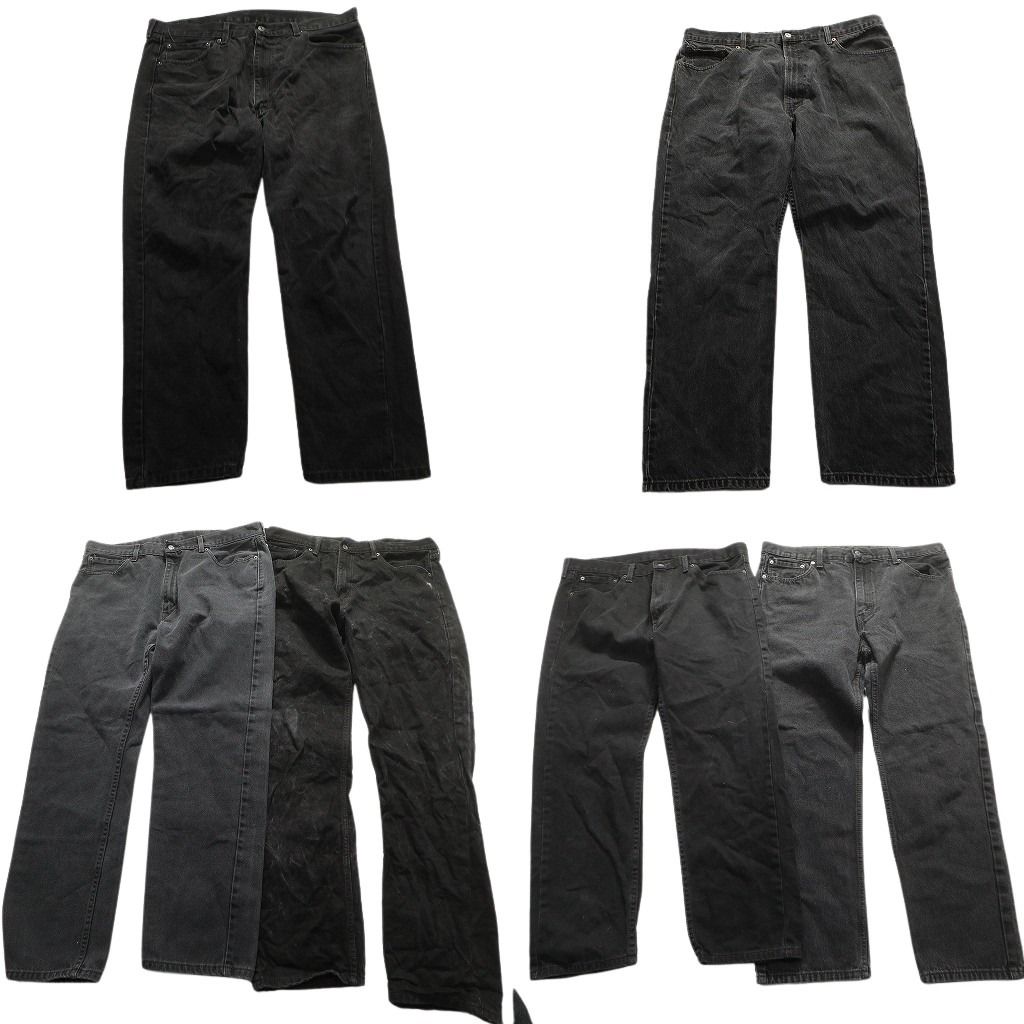 古着卸 リーバイス 505 ブラックデニム パンツ 6枚セット メンズ 38 |40 |42 フェード アメカジ 革パッチ 古着 MZ8642