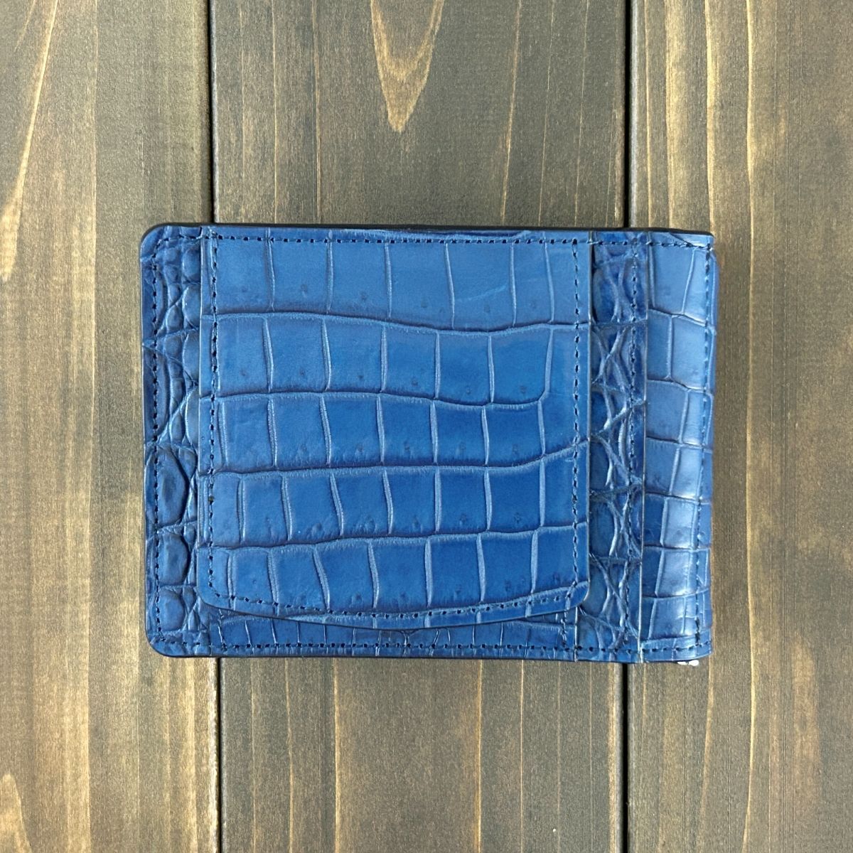  藍染 クロコダイル 無双 マネークリップ 藍 二つ折り財布 折り財布