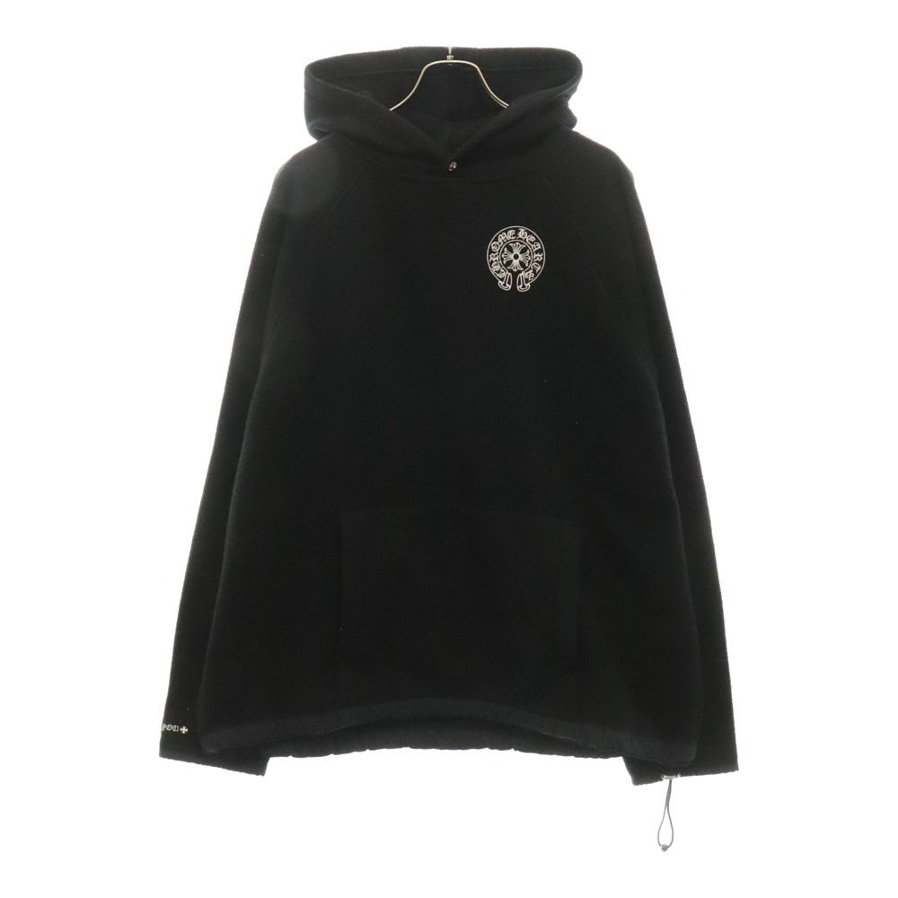 CHROME HEARTS (クロムハーツ) YNT U DETENT HDPL FLC クロスボールボタンフリースパーカー フーディ ブラック