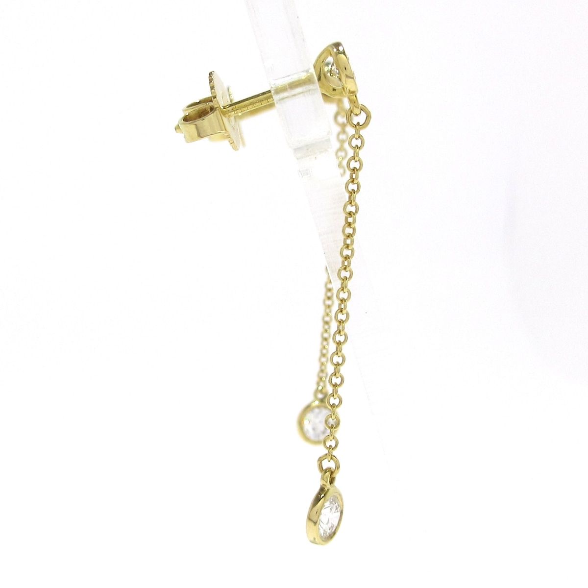 TIFFANY-Co. ティファニー ピアス バイザヤード ドロップ ピアス K18YG×ダイヤモンド 総4Pダイヤ 片側2Pダイヤ