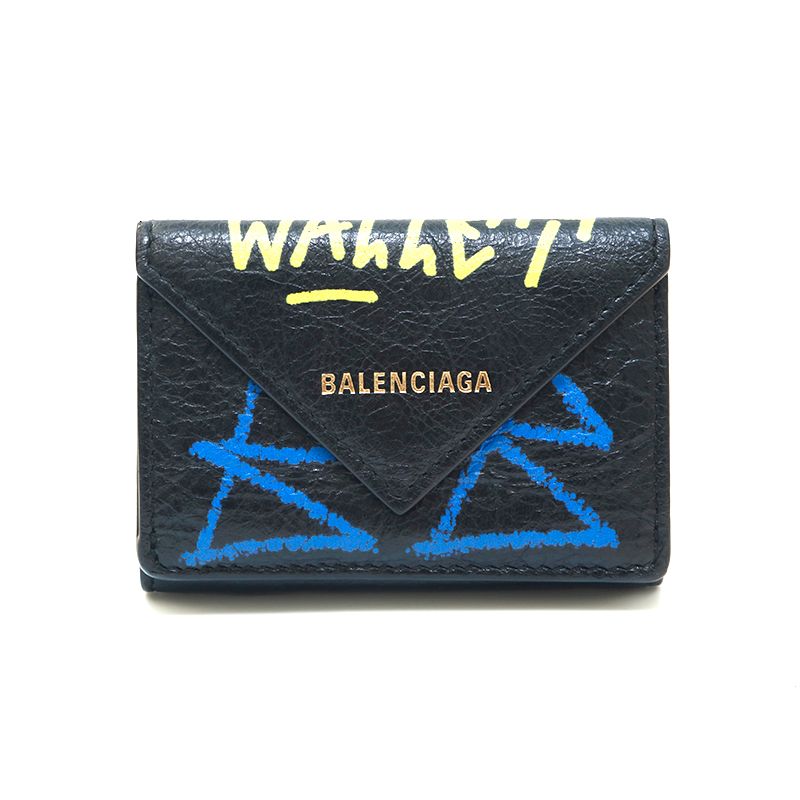 BALENCIAGA バレンシアガ 三つ折り財布 グラフィティ ペーパー ミニ