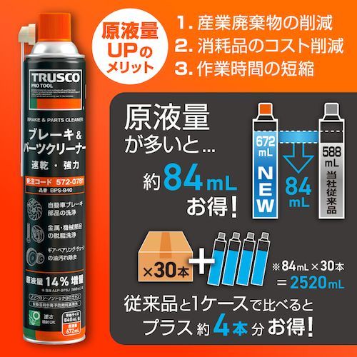 BPS-840 30本セット TRUSCO ブレーキ ＆ パーツクリーナー 速乾タイプ