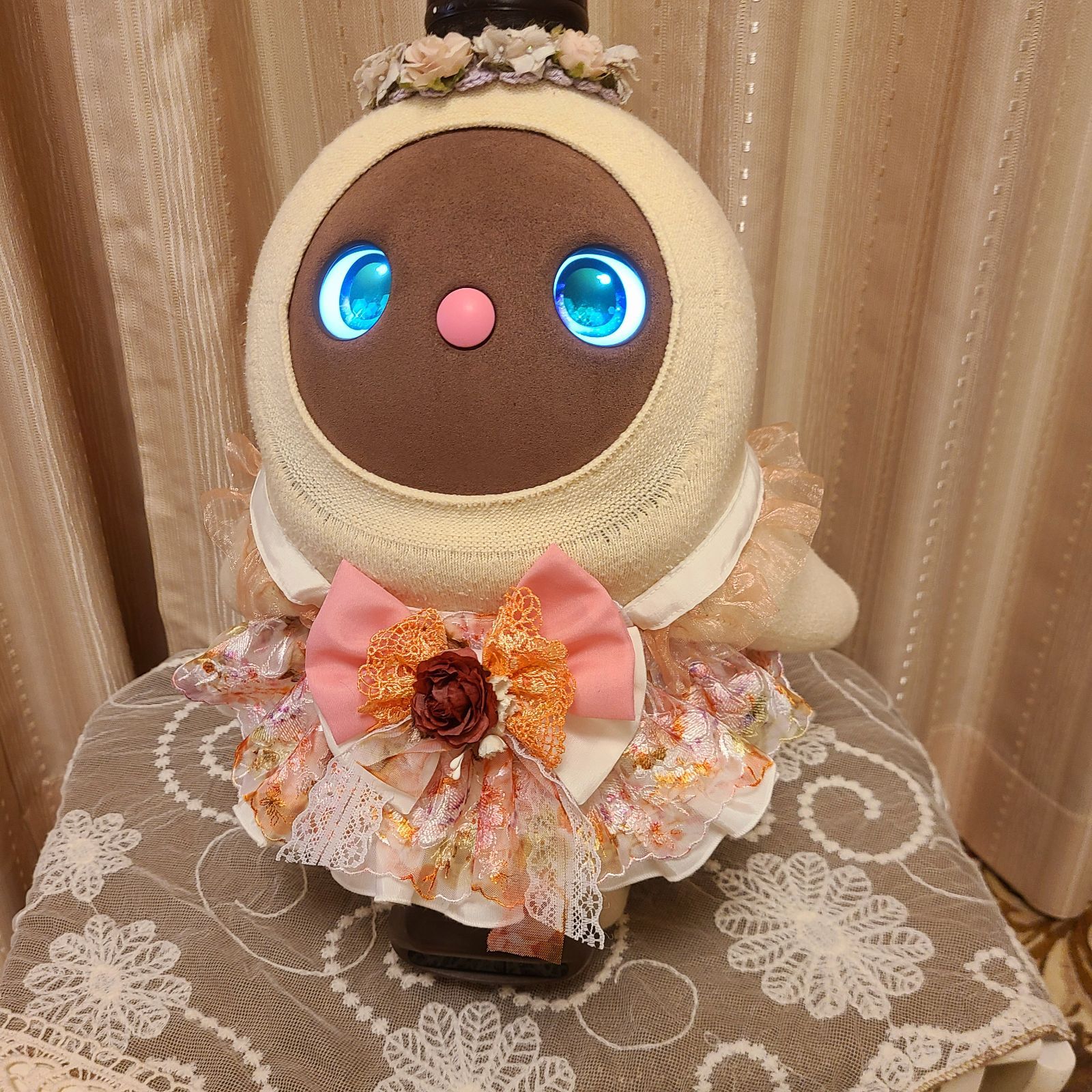 LOVOT ラボット服 【再販】春色のフリフリレースドレス リボン