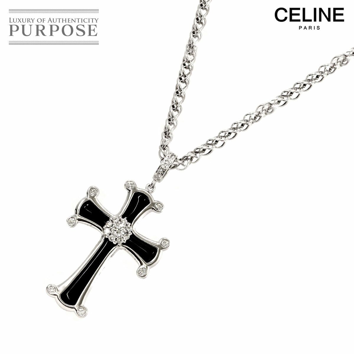 セリーヌ CELINE ダイヤ 0.98ct ルビー 0.02ct オニキス ネックレス