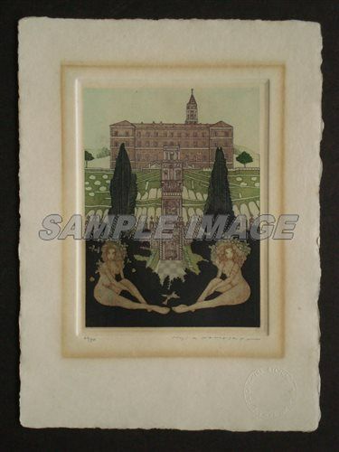 版画　イタリアの幻想　（山下清澄作 ） 上品なスタイル 銅版画 : 山下清澄 イゾラ・ベッラ「イタリアの