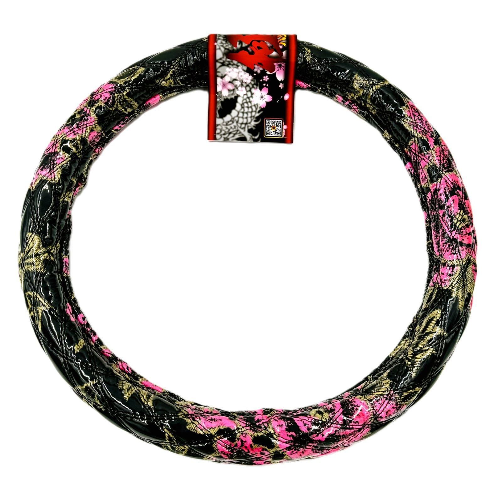 絆オリジナル ビニール付金華山ダブルステッチハンドルカバー ゴージャスな仕上がり♪ マドンナ黒ピンク