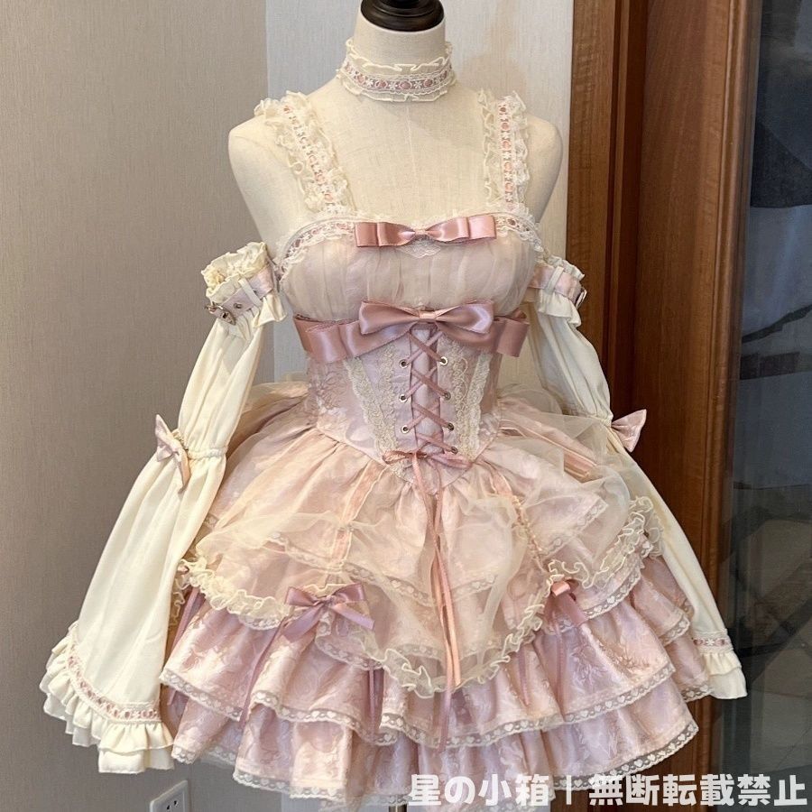 新品未使用ロリータ ピンク/ブラックJSKドレスセット甘ロリスウィートバレエ風 新品未使用 ロリータ ピンク/ブラック JSKドレスセット 甘ロリ