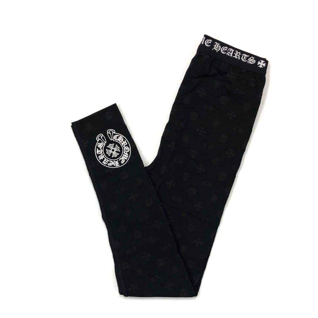 Chrome Hearts Script Horseshoe Tattoo Logo Black Leggings Yoga Pants Medium  M