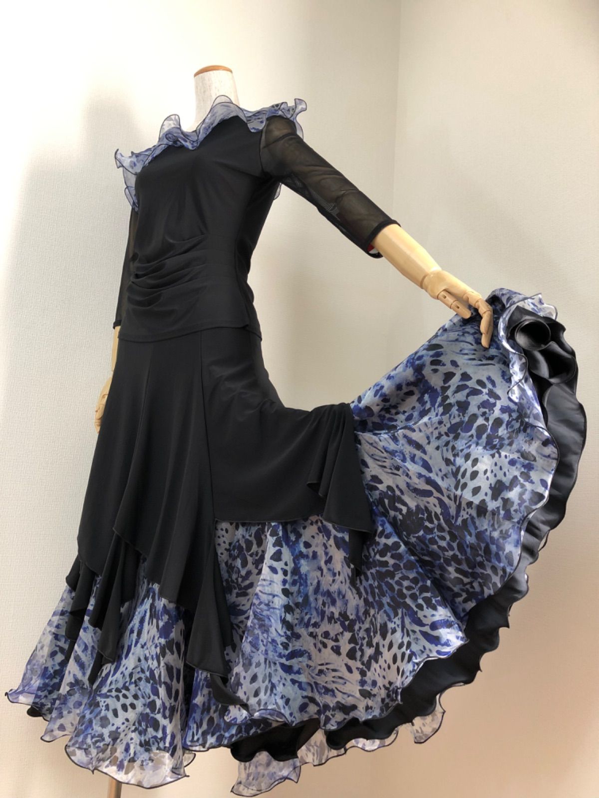 新品》社交ダンス オーガンジーミックス セットアップドレス