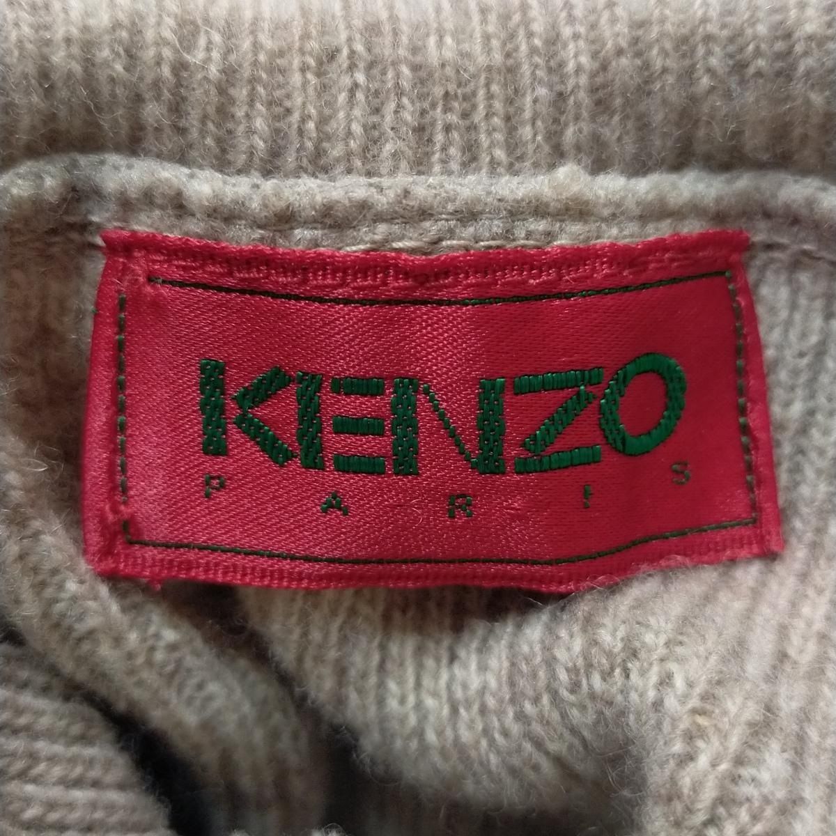 KENZO(ケンゾー) 長袖セーター サイズM レディース美品 - ベージュ タートルネック/刺繍/フラワー(花) - メルカリ