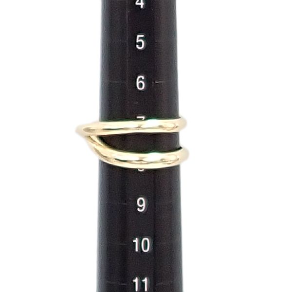 アガット リング K18イエローゴールド agete クロス 2連風 重ね付け風