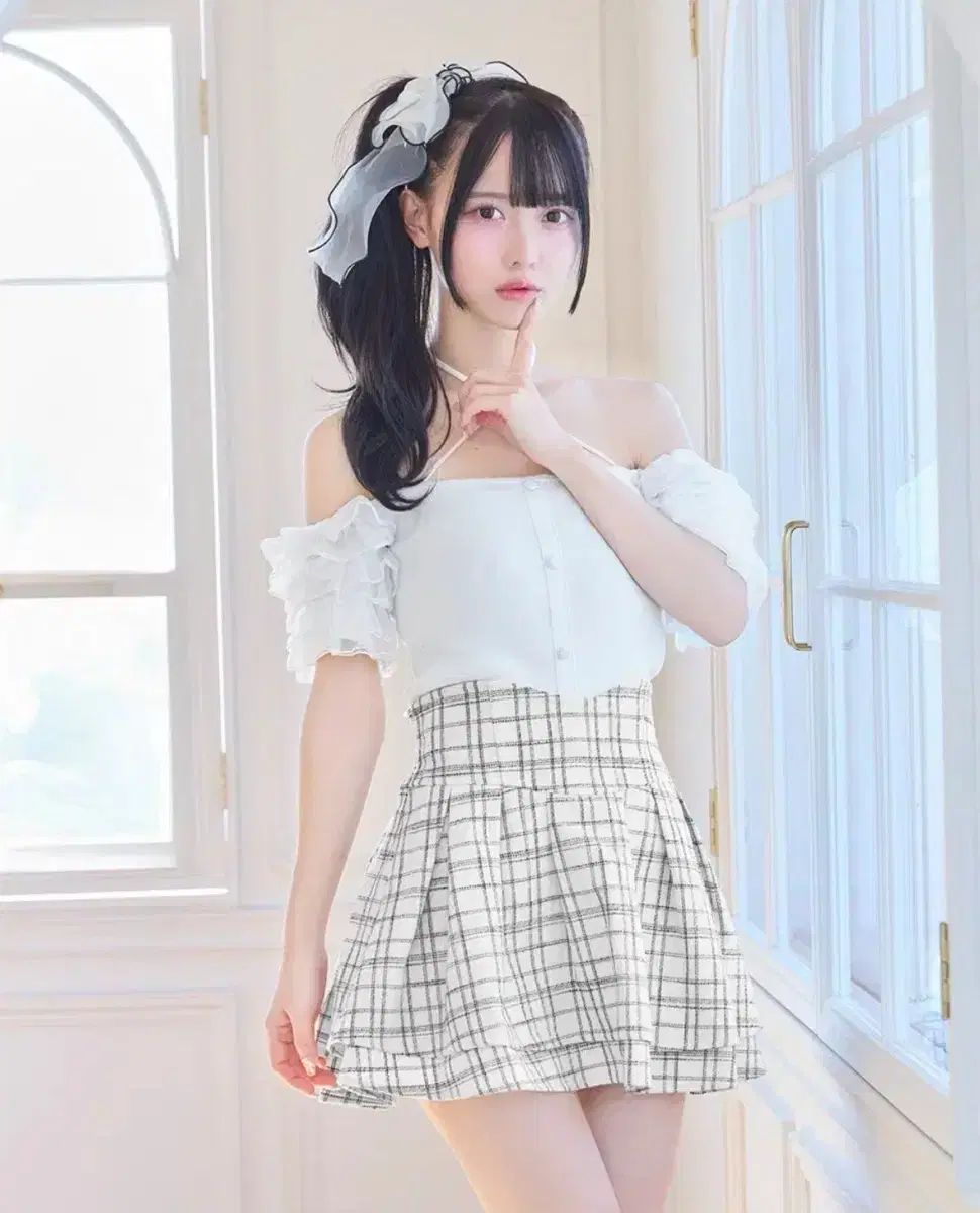 michellMacaron ミシェルマカロン チェック 味 ツイード スカート S アイボリー スナイデルスナー社製大量生産掃海艇