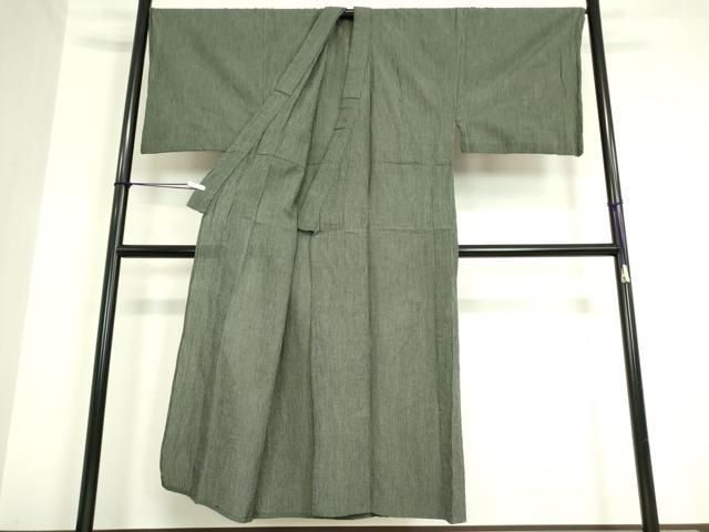 平和屋着物＊夏物　男性　織物の名産　近江ちぢみ　縞　キングサイズ　綿麻　逸品　DAAV5781az 平和屋着物＊夏物 男性 織物の名産 近江ちぢみ 縞 キングサイズ 綿麻