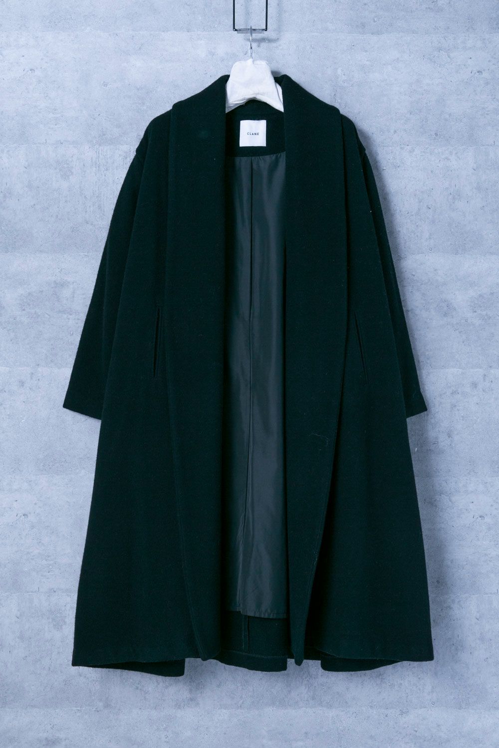 【CLANE】クラネ ショールカラーフレアコート CLANE - ショールカラーフレアコート - SHAWL COLLAR FLARE COAT GREY
