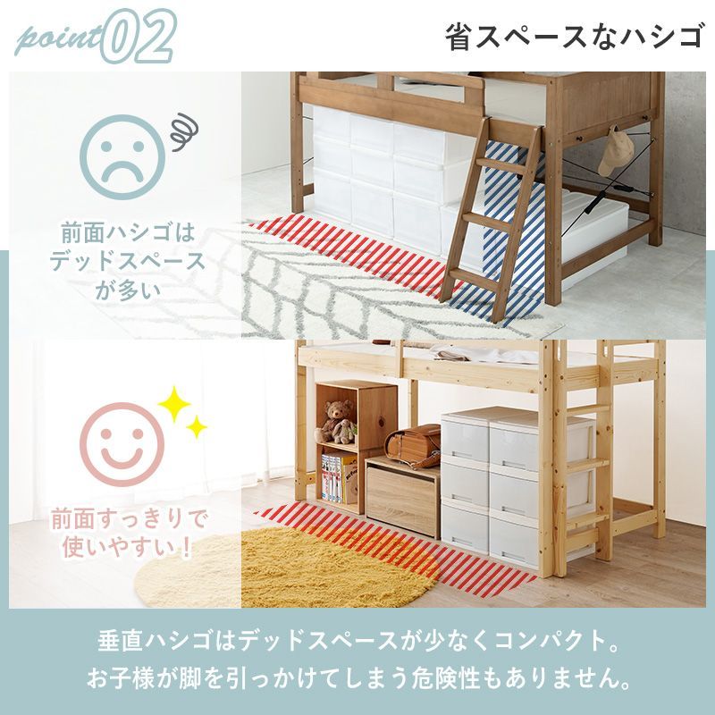 【大人気・頑丈】ホワイト　ロフトベッド(ロー) 頑丈棚付きロフトベッド ロータイプ(高さ122cm WW) | ニトリ