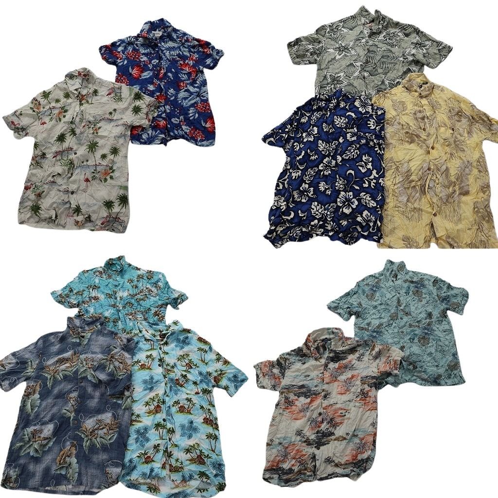 古着卸 レーヨン系 アロハシャツ 半袖シャツ 10枚セット メンズ S 開襟シャツ ボックスシルエット 古着 NA3231