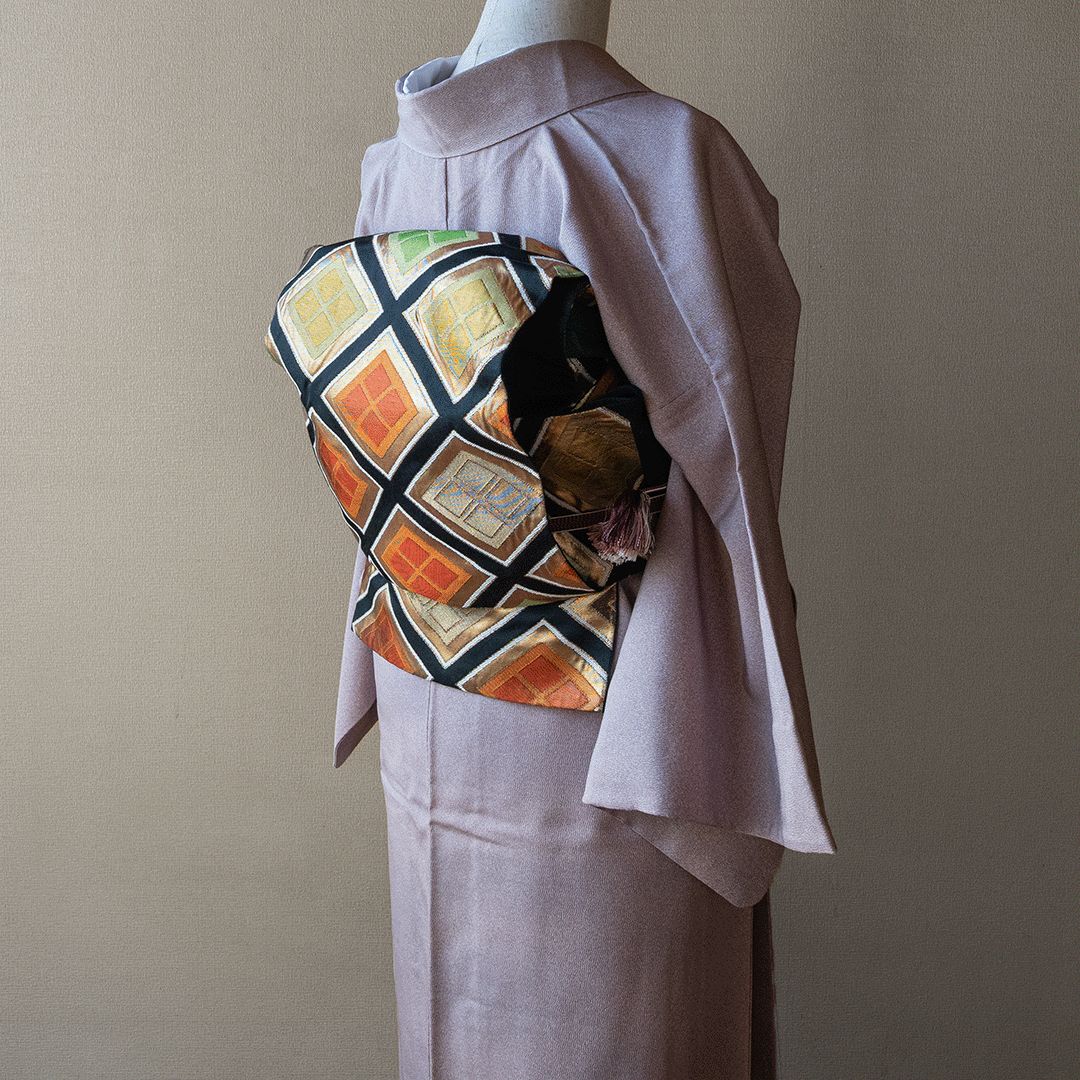 着物 濃い藤色 シルク 色無地 合わせ - メルカリ 