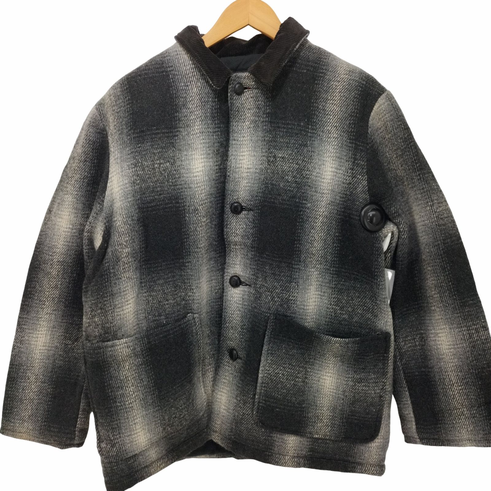 80s90s白黒オンブレチェックSANTAFETRAIL ウールカバーオール希少 HOUSTON（ヒューストン） ジャケット メンズ オンブレ チェック ビエラ