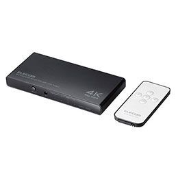 エレコム HDMI切替器|4K60Hz対応|4ポート|3入力 HDMI 1入力 USB Type-C 1出力 HDMI | リモコン付| ACアダプター付き|ブラック DH-SW4KC41BK