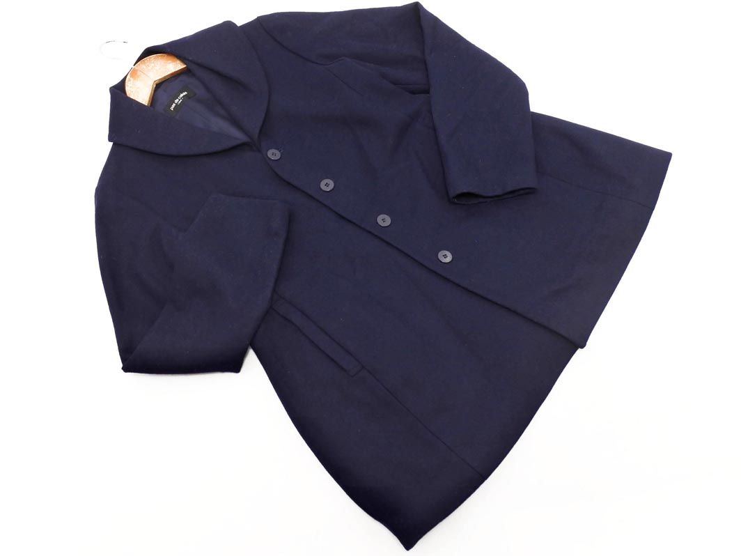 パドカレpas de calais ウール混ミドル丈コート　黒　38 パドカレ pas de calais Pコート ピーコート ミドル丈 裏