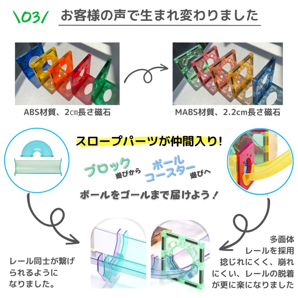 kebo 知育玩具 おもちゃ 磁石ブロック ビー玉転がし スロープトイ 