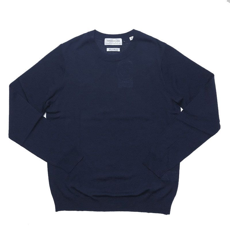 トゥモローランド スーパーファインメリノウール クルーネックニット ネイビー TOMORROWLAND tricot スーパーファインメリノウール