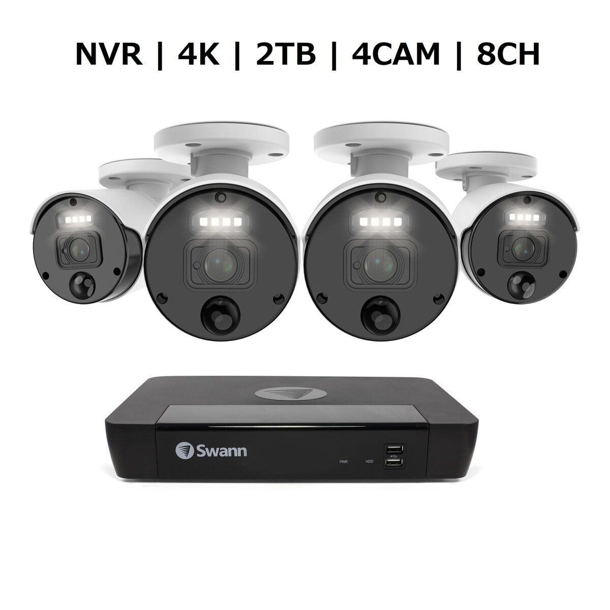 コストコ商品!Swann スワン 8CH 4K NVRシステム 2TB 4K バレット カメラ 4台セット ct36941