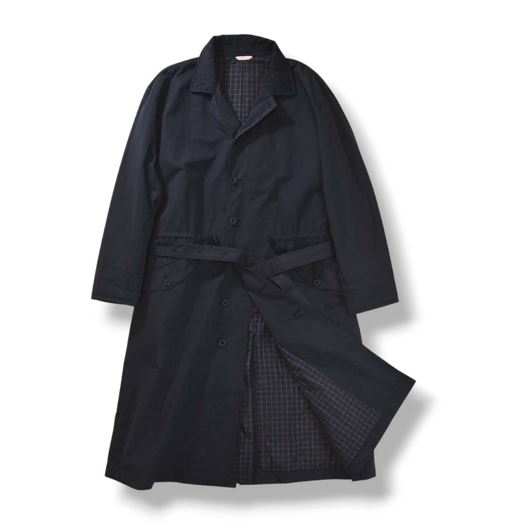 USED パパス　papas メンズ　ロングコート 高級】 パパス PAPAS コットンナイロン ベルト付き ロングコート