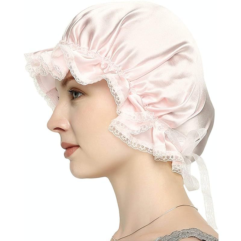 Orange Ananas シルク ナイトキャップ 天然シルク100% シルクナイトキャップ ナイト ヘアキャップ ロングヘア ロング 用 レディース キャップ レース付き ピンク