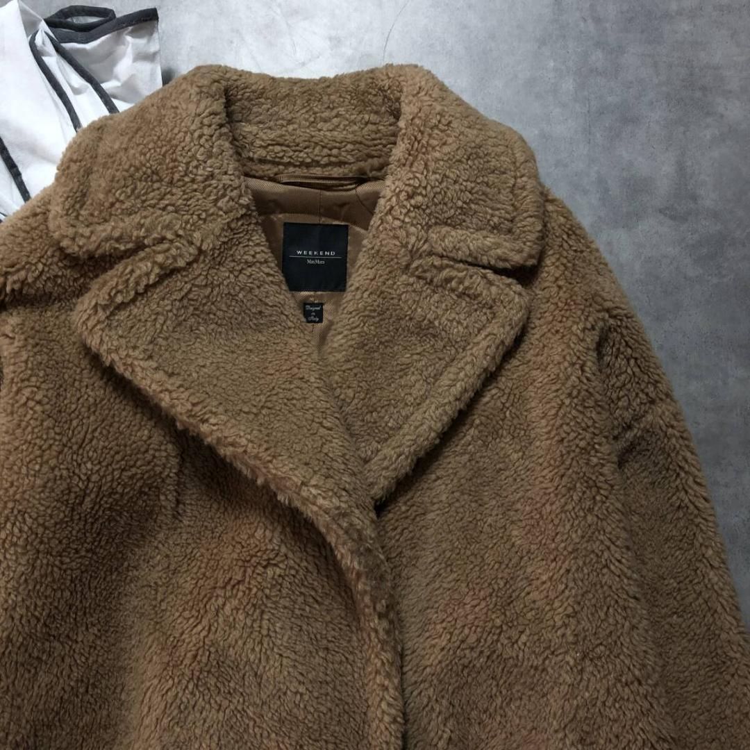 WQ718● MaxMara WEEKEND テディベア コート ●42● ブラウン ボアウールコート マックスマーラウィークエンド